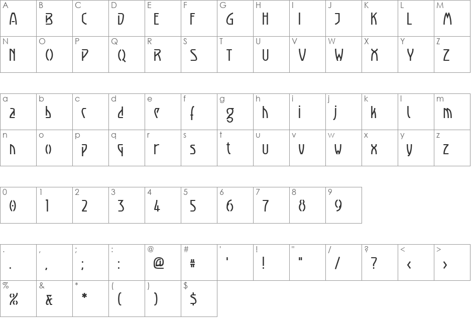 Luxembourg 1910 Ombre font character map preview