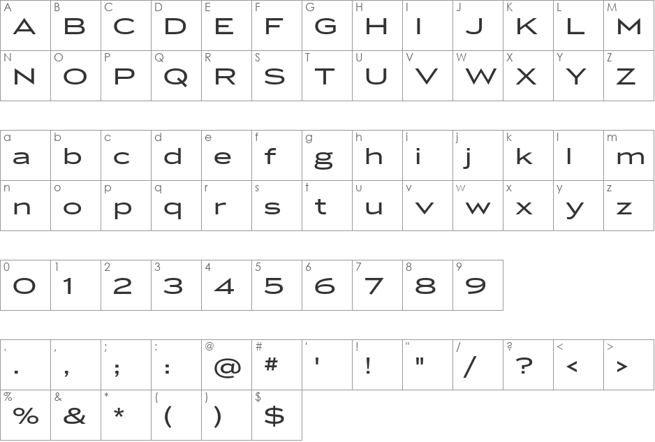 Luxury font character map preview