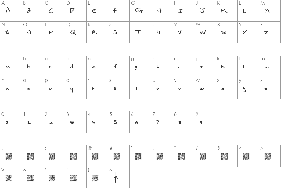 LuxuryImport font character map preview