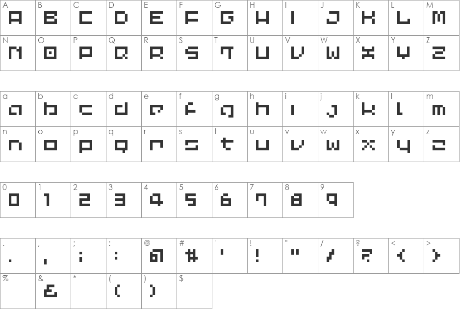 LVDC Common Pix2 font character map preview