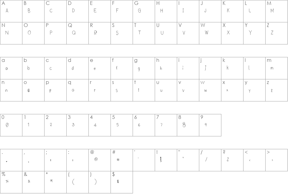 LyeMueLookKreung2 font character map preview