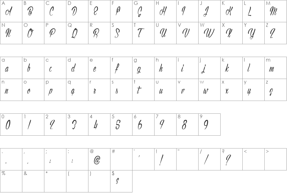 Authentic Hilton font character map preview