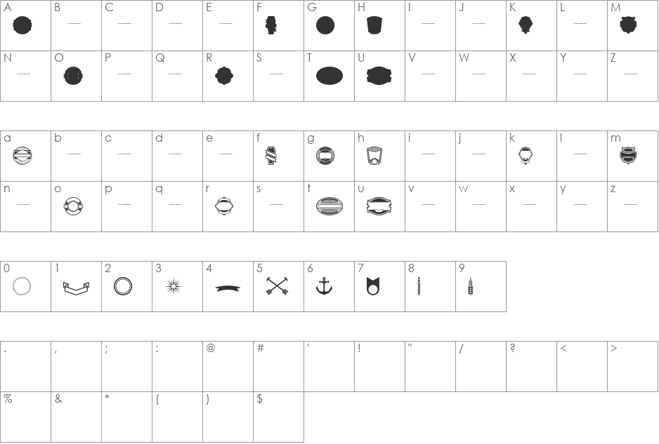 Authentic Labels Demo font character map preview