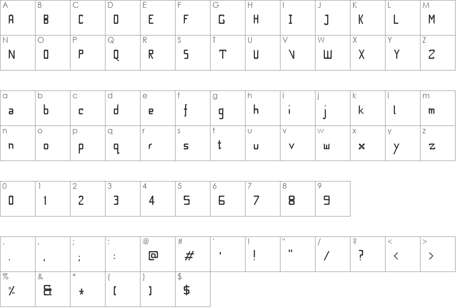 M font character map preview