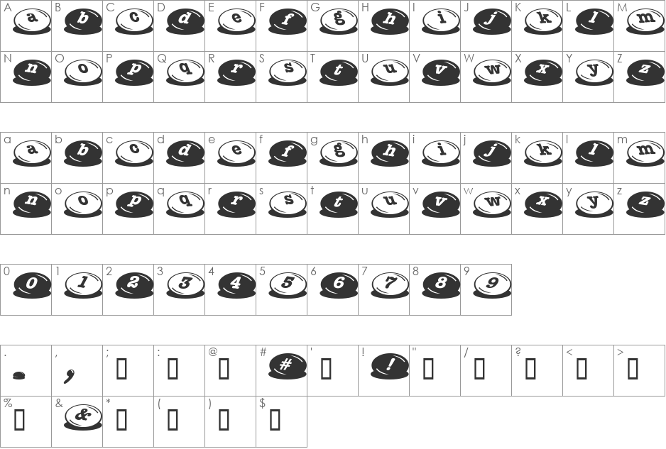 m&ms font character map preview