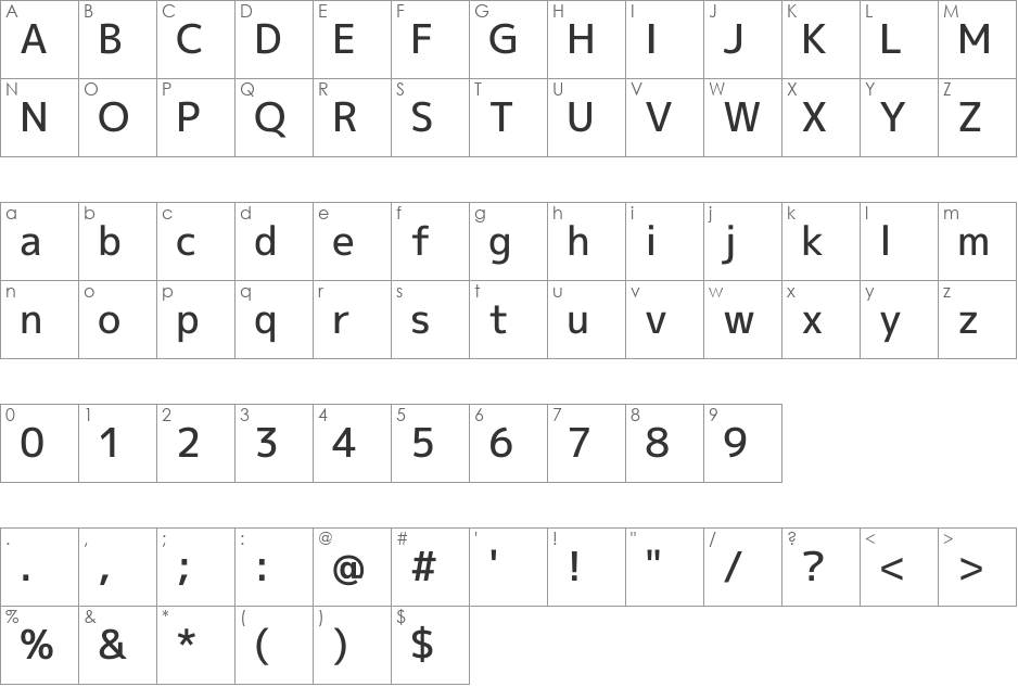 M  1p medium font character map preview