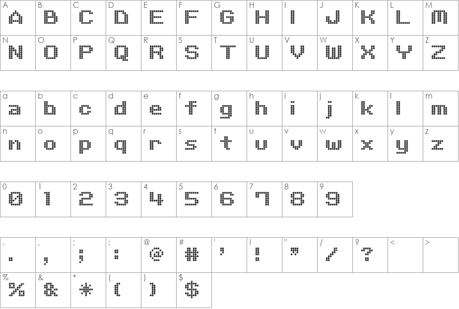 M06_QUADRA font character map preview