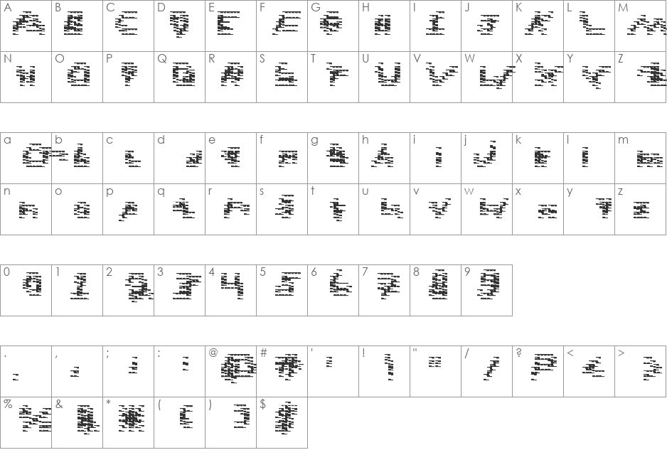 M355y WR17in6 font character map preview