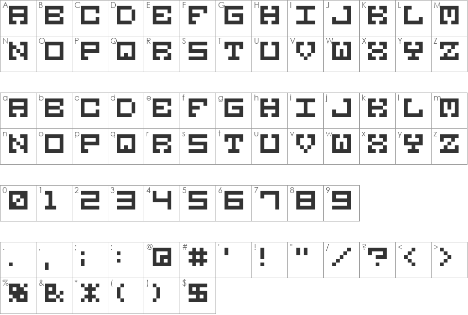 M38_GORILLA font character map preview