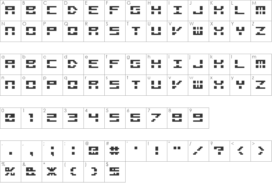 M40_BITLINE font character map preview