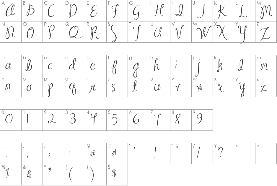 MA Sexy font character map preview