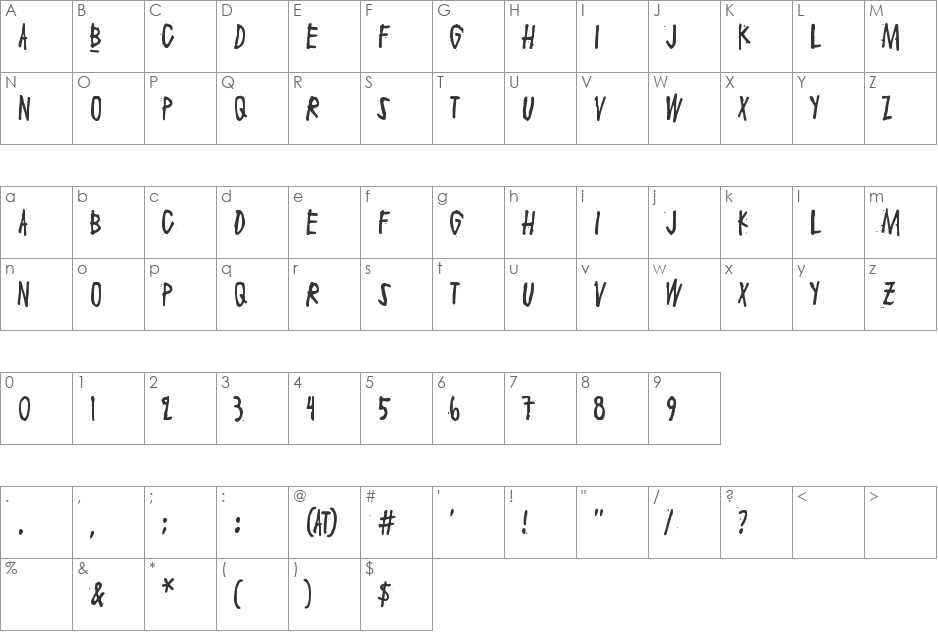 Maaliskuu font character map preview