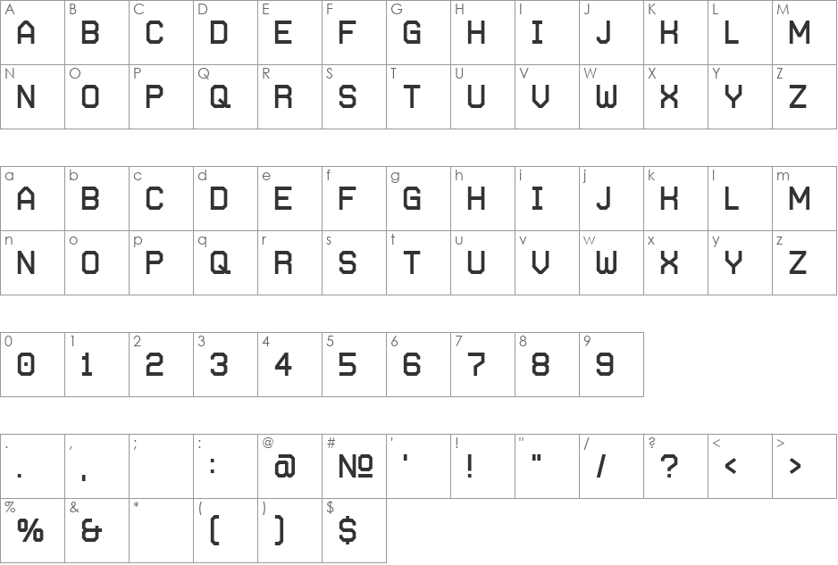 Autobahn Stencil font character map preview