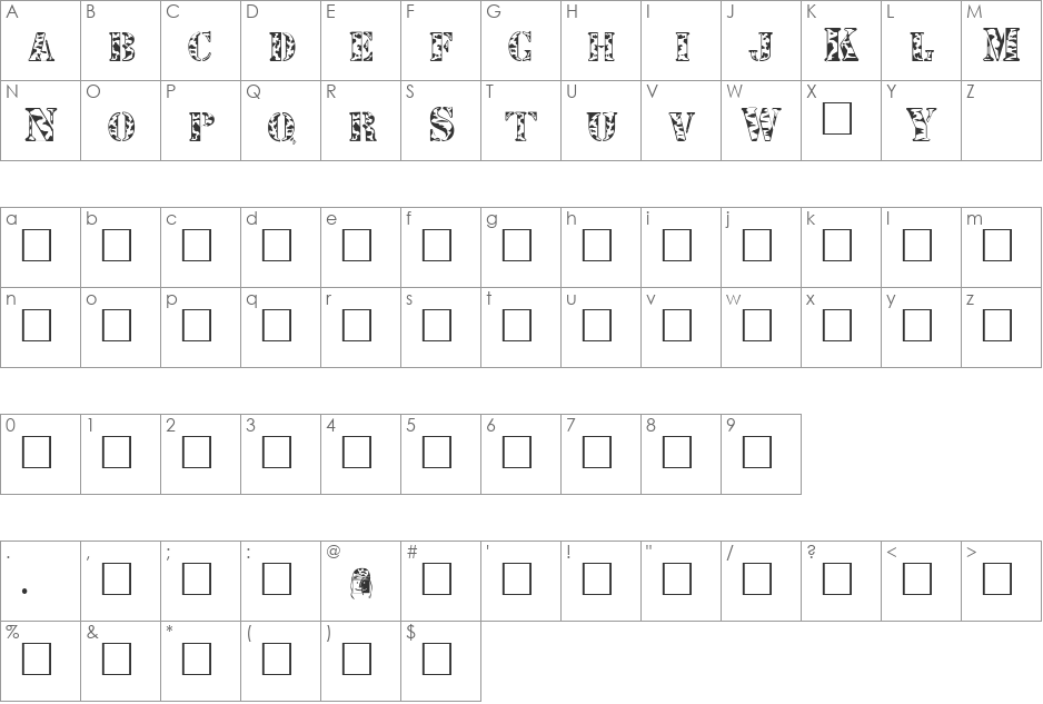 MAC MARINES! font character map preview