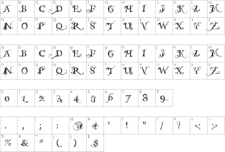 MACABRA font character map preview