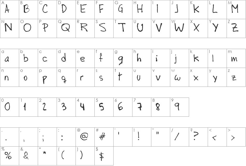 macarroni font character map preview