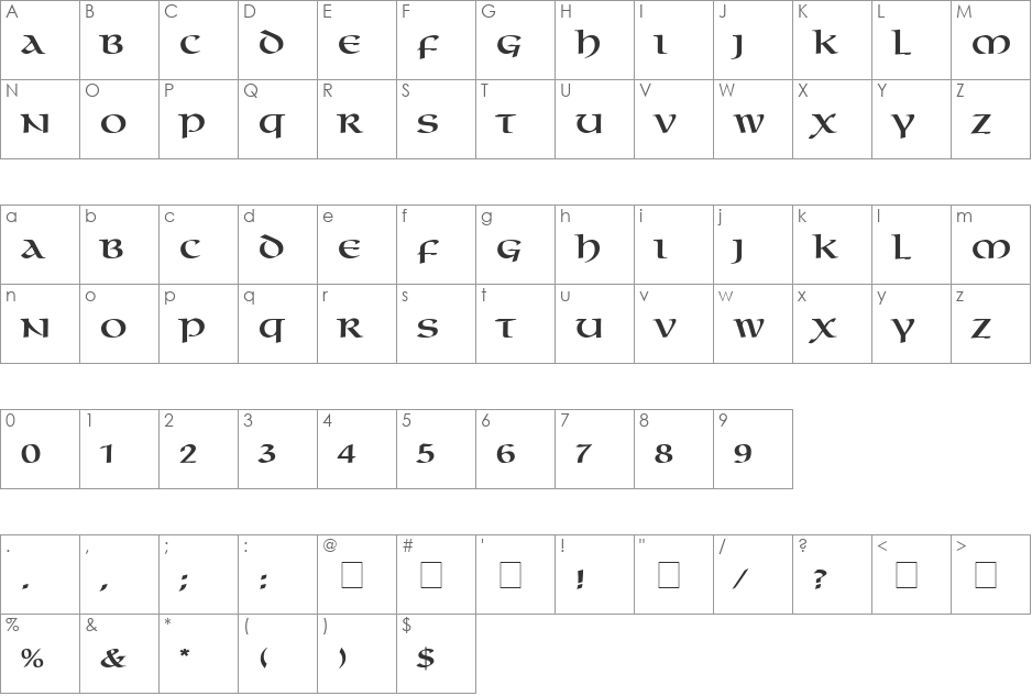 Macedon SSi font character map preview