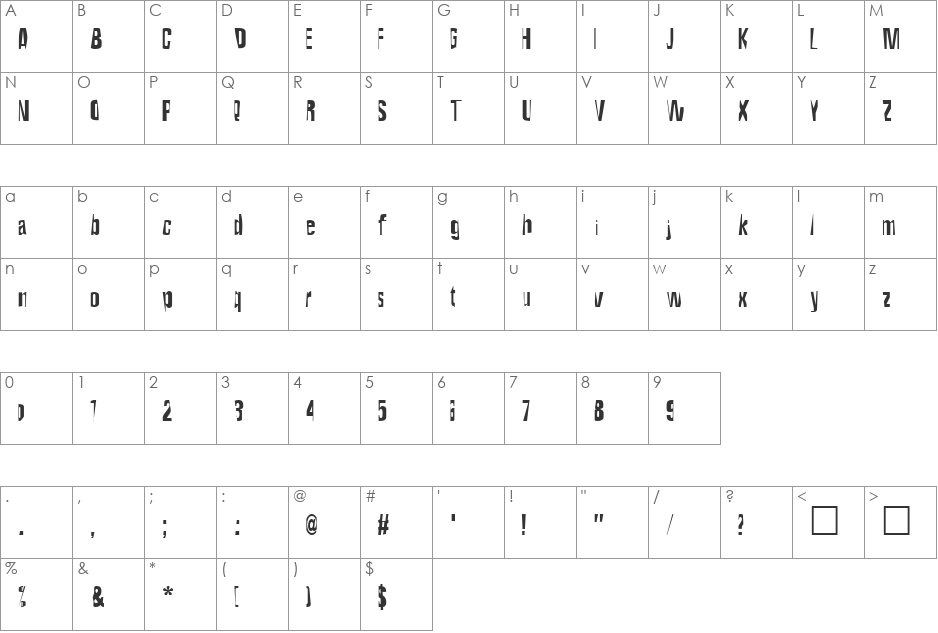 Maceo font character map preview