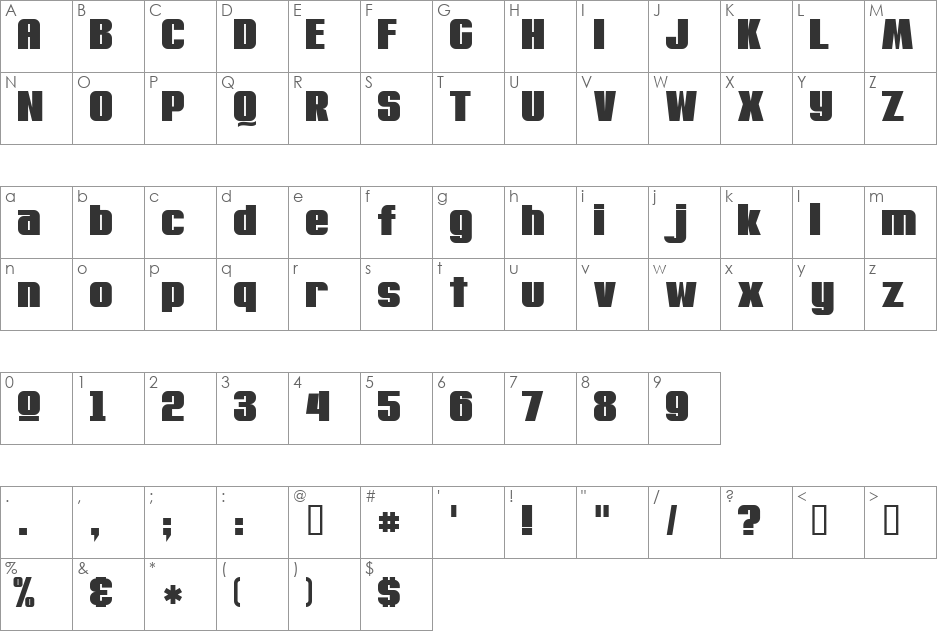 MachaCow font character map preview