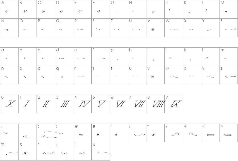 Machia Xtra Two font character map preview