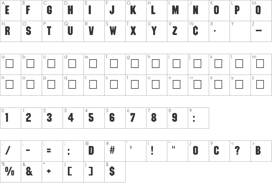 MachineBlock font character map preview