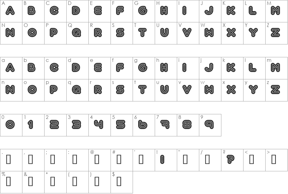 Automania font character map preview