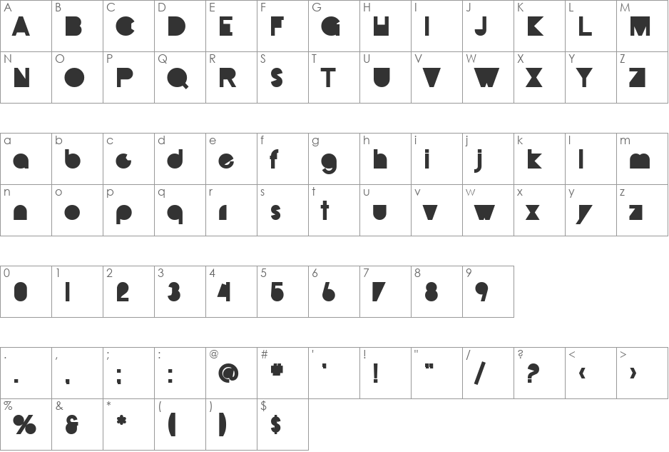 MACIZA font character map preview