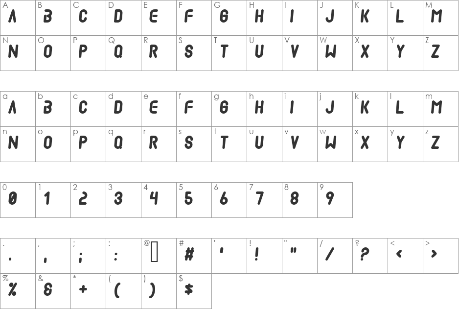 Mad scientist font character map preview