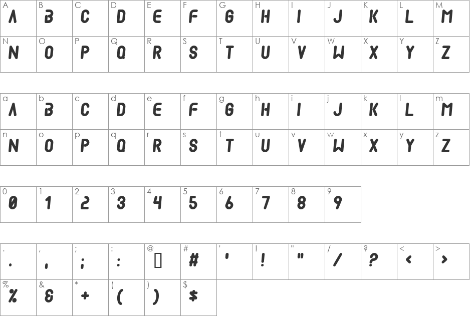 Mad scientist font character map preview