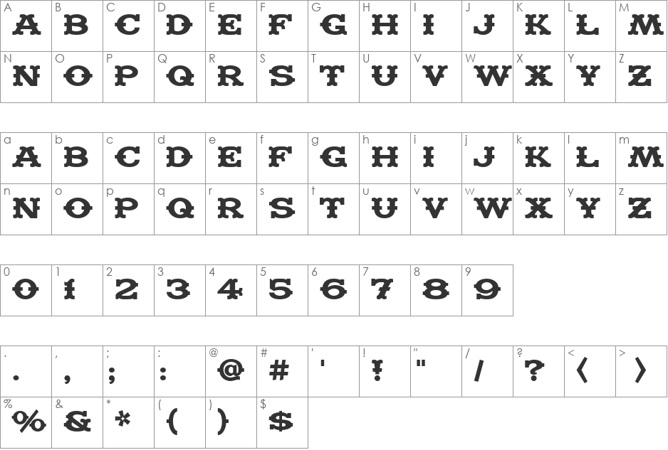 Madfont Bars font character map preview