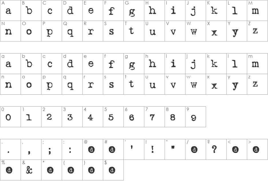 Autos font character map preview