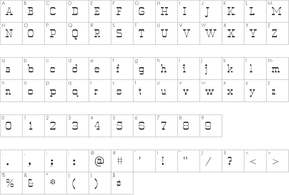 Madison font character map preview