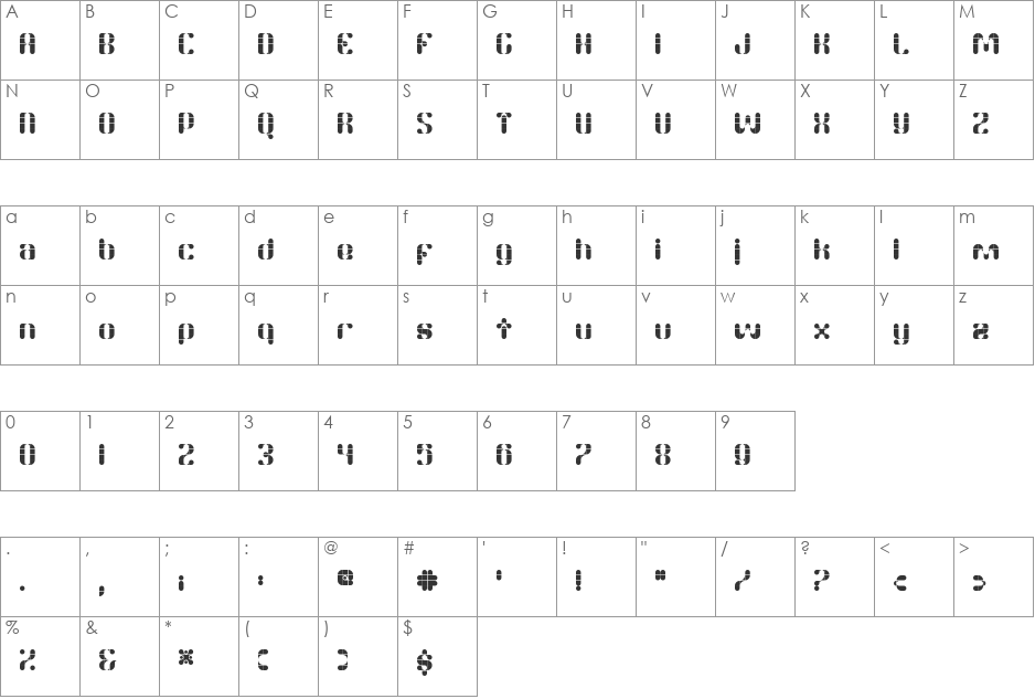 Madison Ave. font character map preview