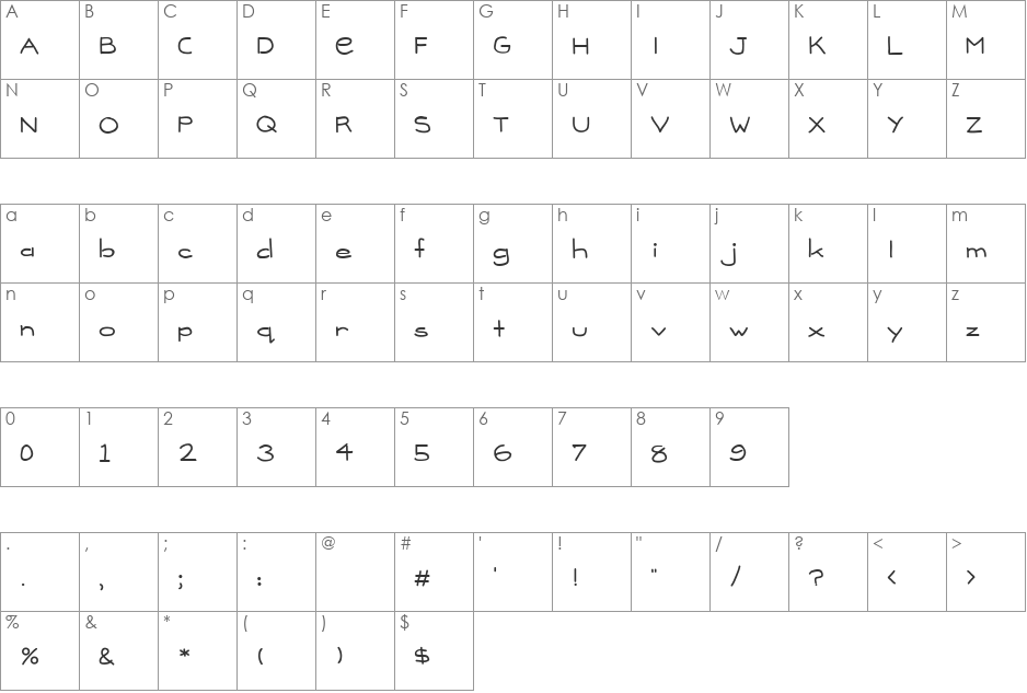 MadisonShadowed font character map preview