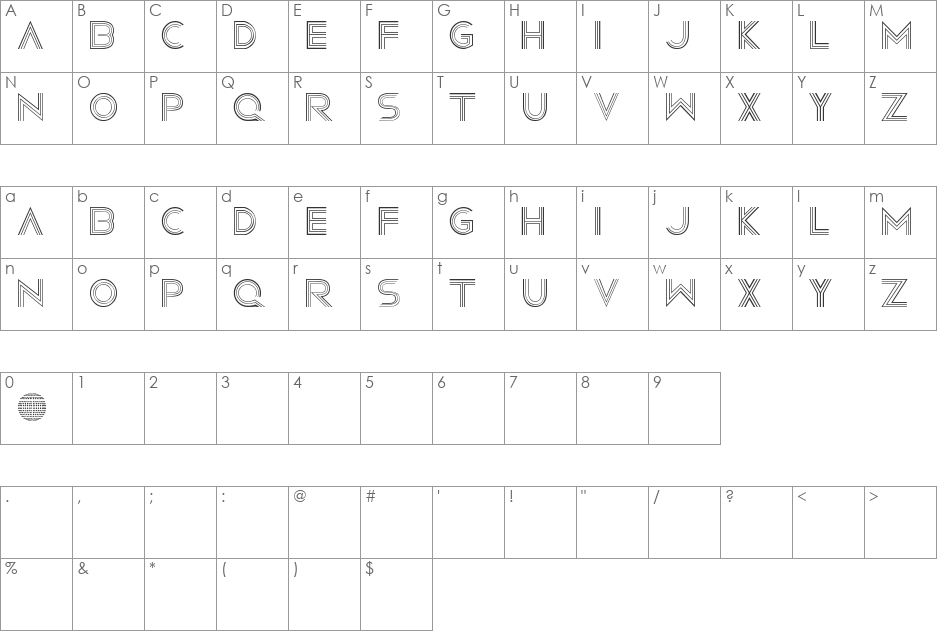 Madonna font character map preview