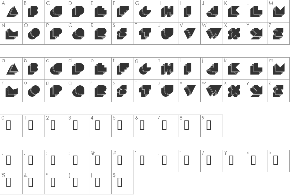 maduoETRA font character map preview