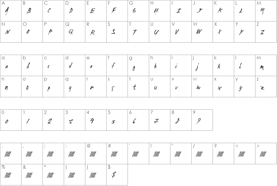 MadZombies font character map preview