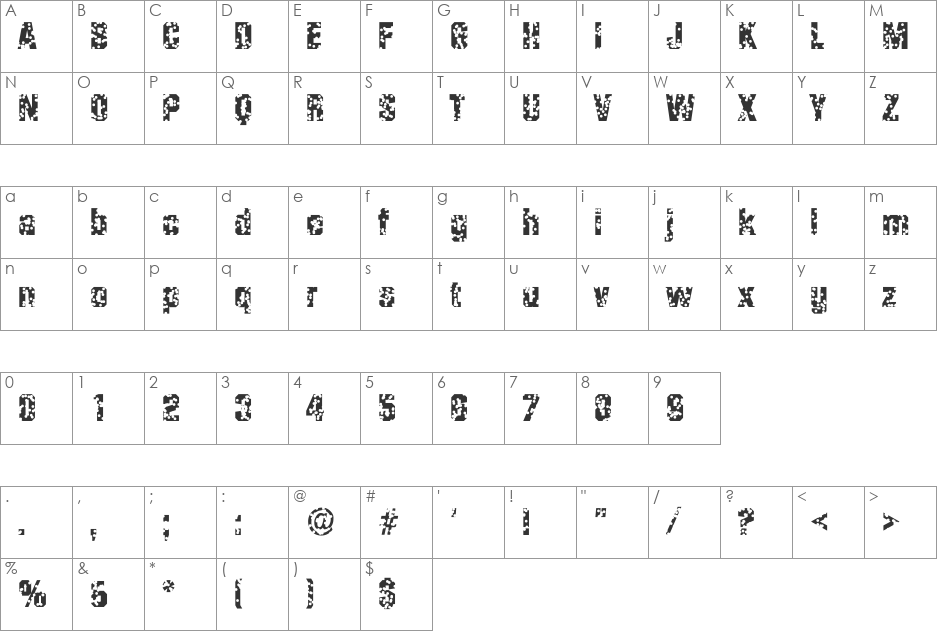 Mafia SF font character map preview