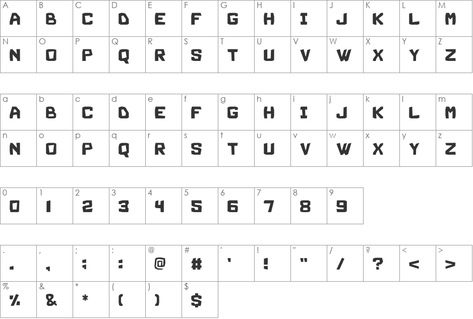 Magario font character map preview
