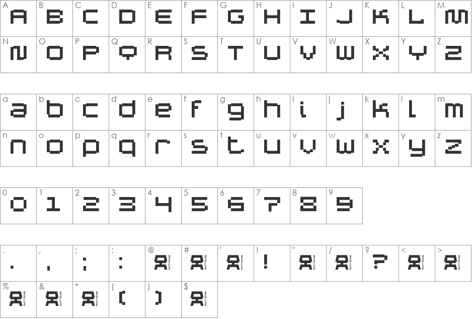 Autriche ALT font character map preview
