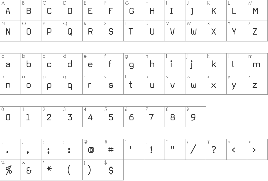 MagdaClean font character map preview