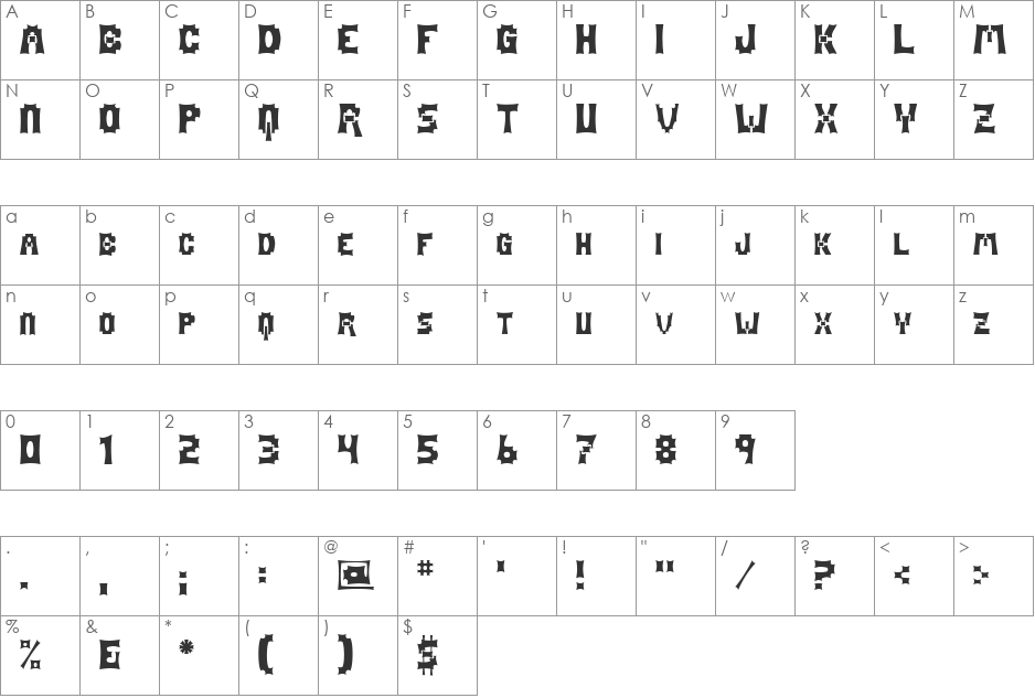 Mage font character map preview
