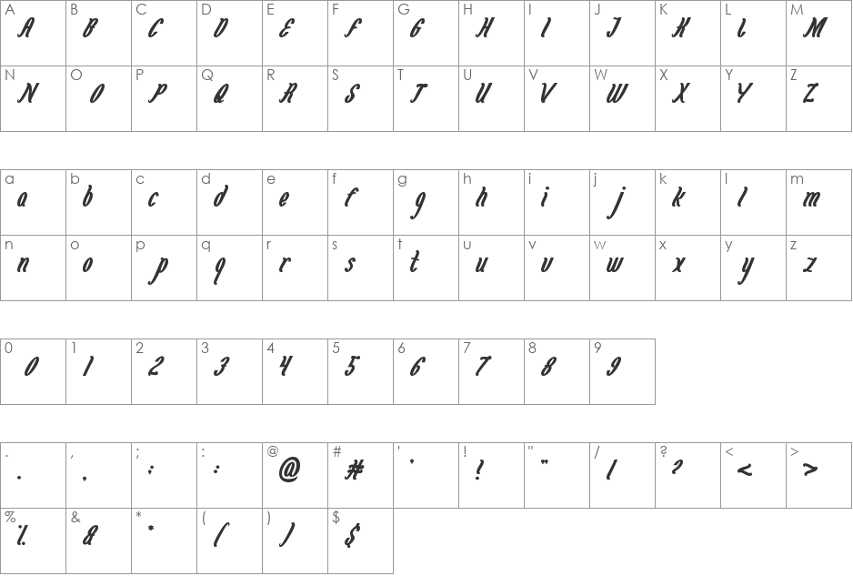 Magenta Flower font character map preview