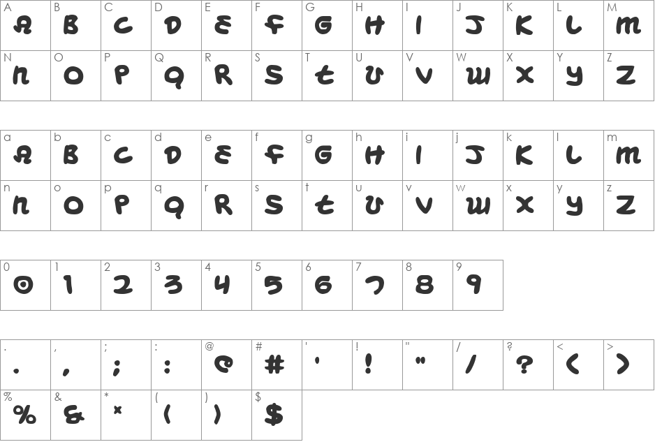 Magic Beans Bold font character map preview