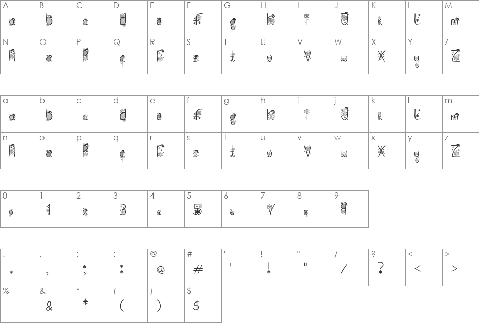 Magic Christmas font character map preview