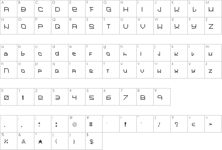 Magic Code font character map preview