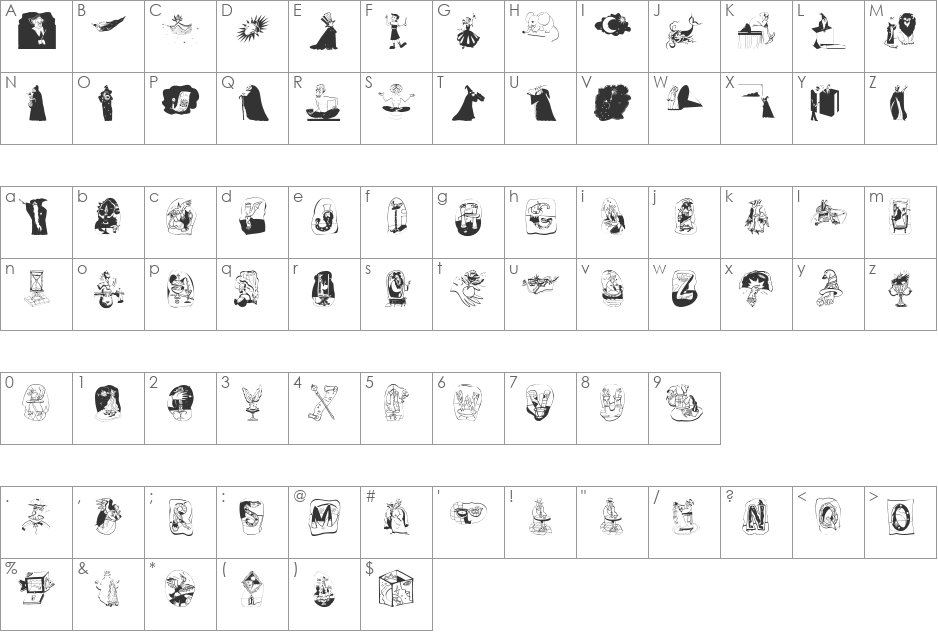 MagicActs font character map preview