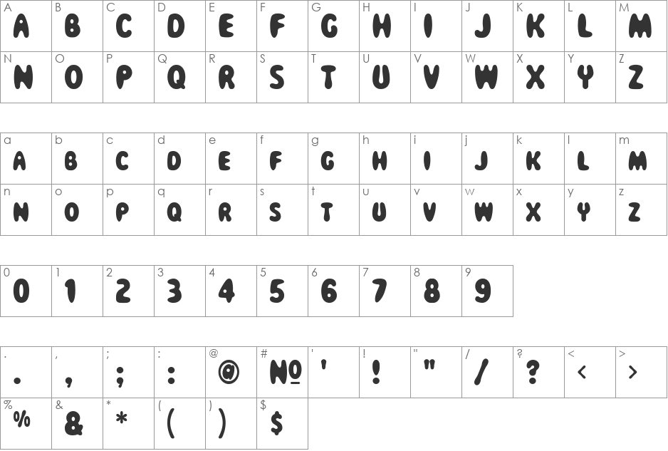 Magical Mystery Tour Outline Sh font character map preview