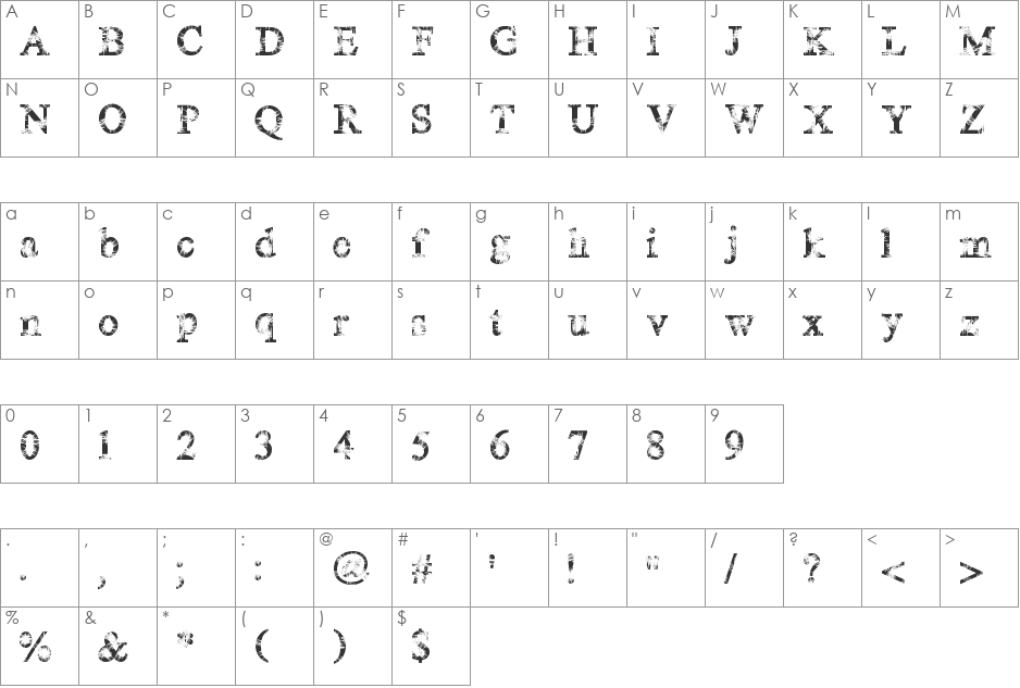 MagicCrystal font character map preview