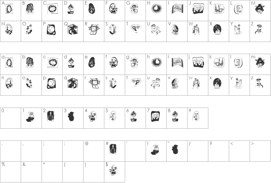 MagicHelloWien font character map preview